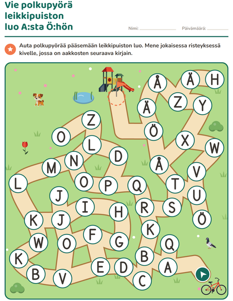Esikatselu: Labyrinttitehtävät-tehtäväarkki, Esiopetus