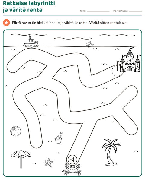 Esikatselu: Labyrinttitehtävät-tehtäväarkki, Esiopetus