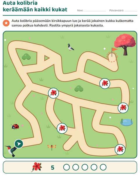 Esikatselu: Labyrinttitehtävät-tehtäväarkki, 1. luokka