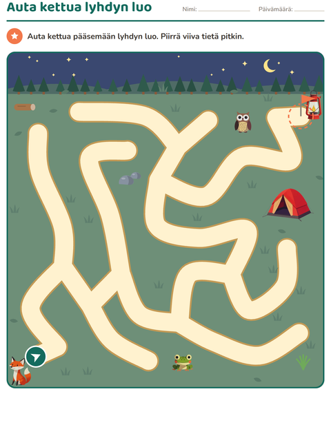Esikatselu: Labyrinttitehtävät-tehtäväarkki, Esiopetus
