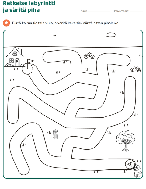 Esikatselu: Labyrinttitehtävät-tehtäväarkki, Esiopetus