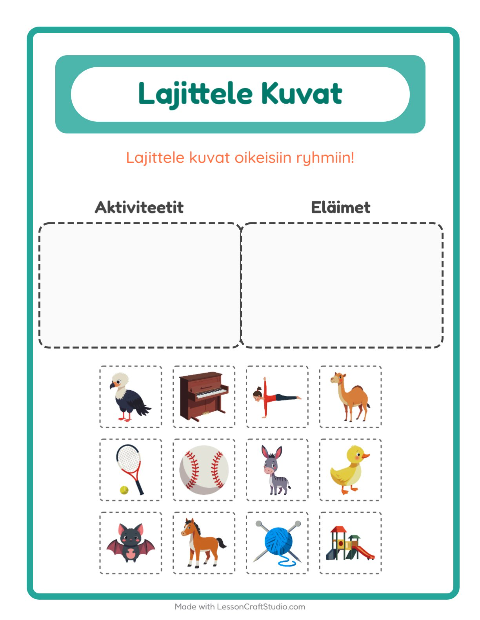 Lajittele kuvat: Aktiviteetit ja Eläimet