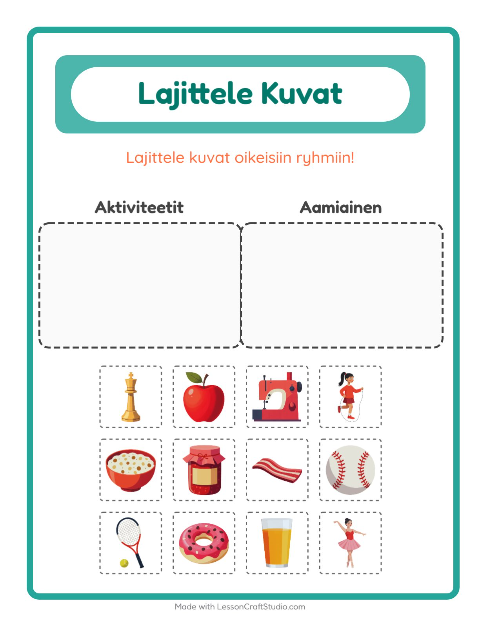 Lajittele kuvat: Aktiviteetit ja Aamiainen