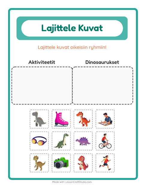 Esikatselu: Lajittele Kuvat-tehtäväarkki, Esiopetus