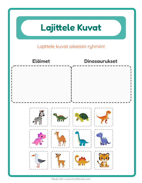 Esikatselu: Lajittele Kuvat-tehtäväarkki, Esiopetus