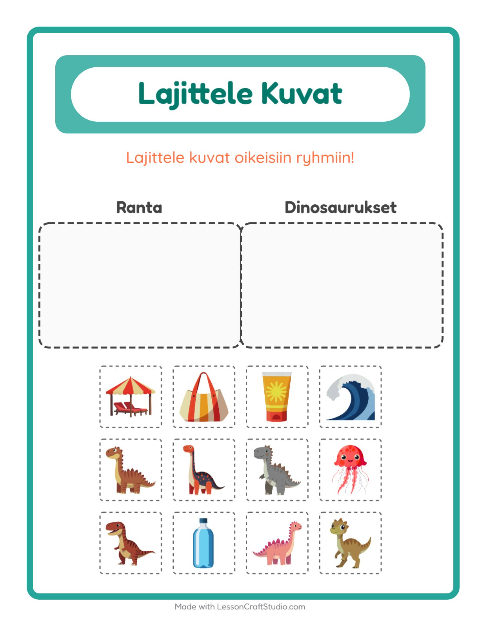 Esikatselu: Lajittele Kuvat-tehtäväarkki, Esiopetus