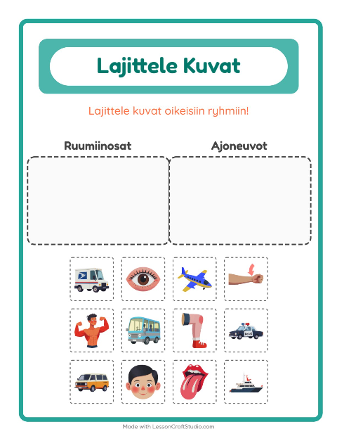 Lajittele kuvat: Ruumiinosat ja Ajoneuvot