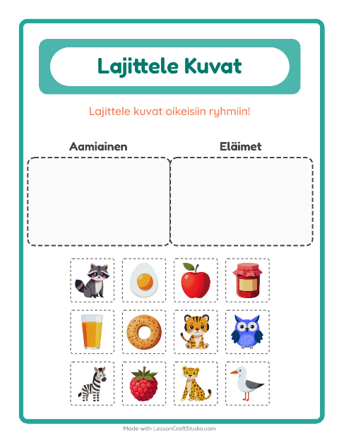 Lajittele kuvat: Aamiainen ja Eläimet