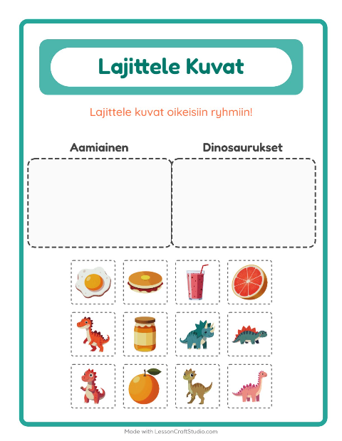 Esikatselu: Lajittele Kuvat-tehtäväarkki, Esiopetus