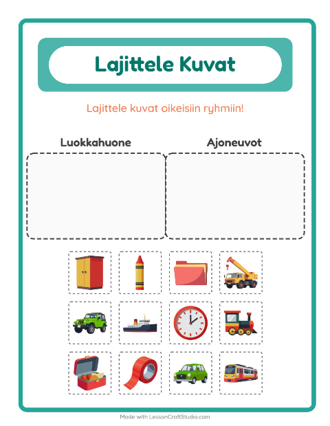 Lajittele kuvat: Luokkahuone ja Ajoneuvot