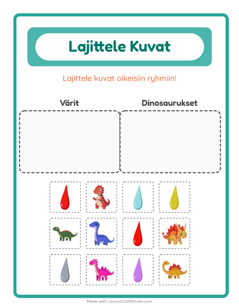 Lajittele kuvat: Värit ja Dinosaurukset