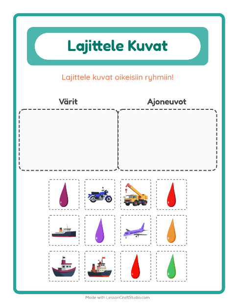 Lajittele kuvat: Värit ja Ajoneuvot