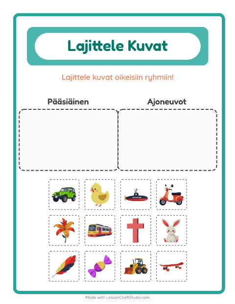 Esikatselu: Lajittele Kuvat-tehtäväarkki, Esiopetus