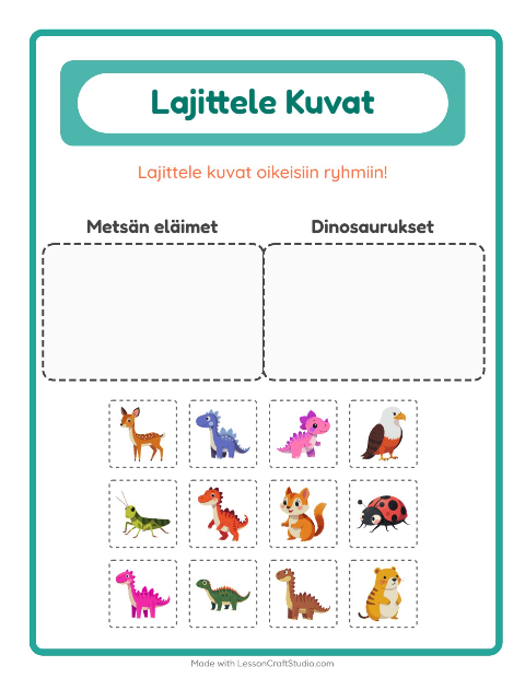 Esikatselu: Lajittele Kuvat-tehtäväarkki, Esiopetus