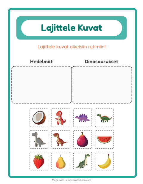 Esikatselu: Lajittele Kuvat-tehtäväarkki, Esiopetus