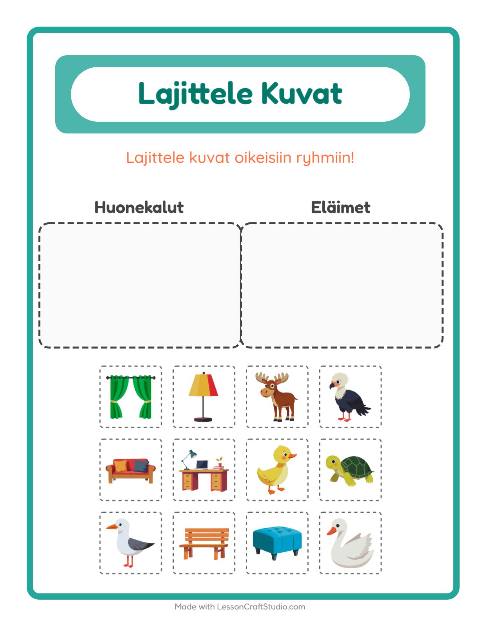 Lajittele kuvat: Huonekalut ja Eläimet