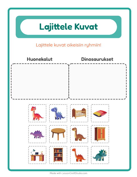 Esikatselu: Lajittele Kuvat-tehtäväarkki, Esiopetus