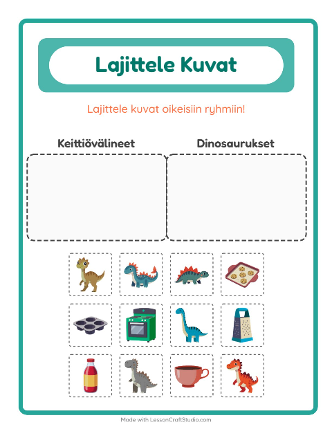 Esikatselu: Lajittele Kuvat-tehtäväarkki, Esiopetus