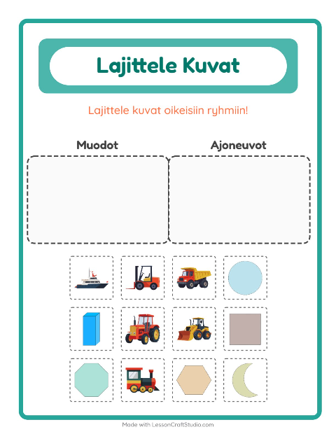 Lajittele kuvat: Muodot ja Ajoneuvot
