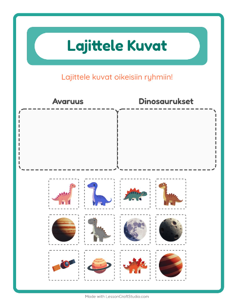 Lajittele kuvat: Avaruus ja Dinosaurukset