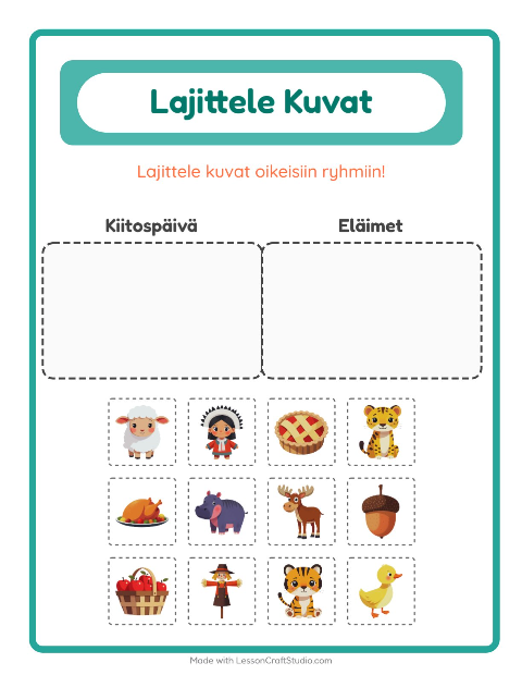 Lajittele kuvat: Kiitospäivä ja Eläimet