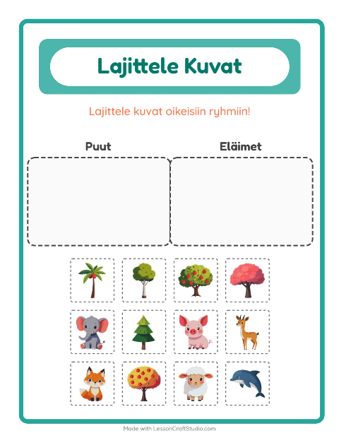 Esikatselu: Lajittele kuvat: Puut ja Eläimet – esikouluikäisille