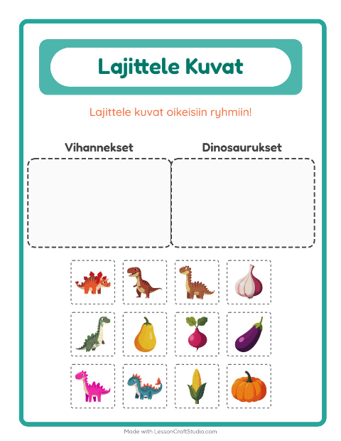 Esikatselu: Lajittele Kuvat-tehtäväarkki, Esiopetus