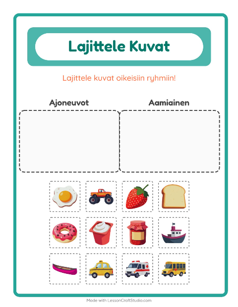 Lajittele kuvat: Ajoneuvot ja Aamiainen