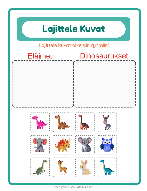 Esikatselu: Lajittele Kuvat-tehtäväarkki, Esiopetus