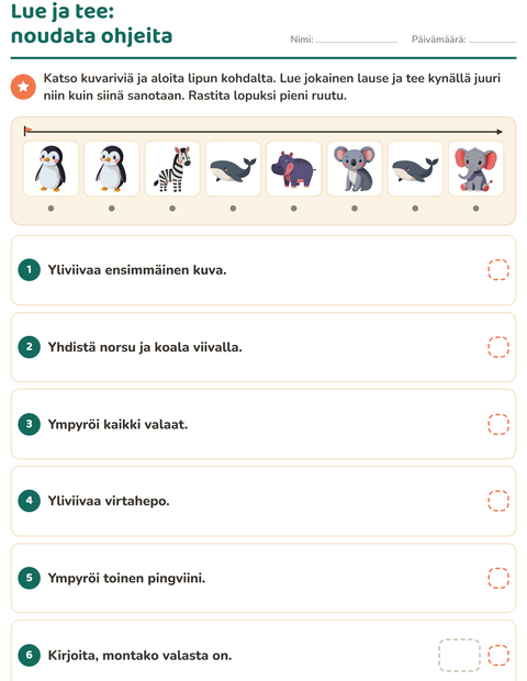 Lue ja tee: noudata ohjeita kuvarivillä