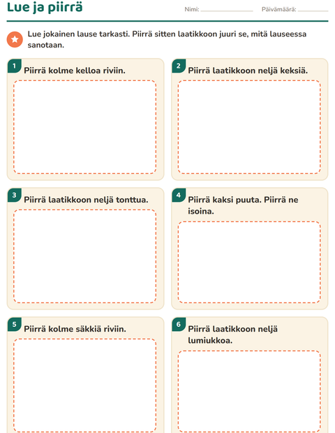 Esikatselu: Lue ja tee-tehtäväarkki, aiheena Joulu, 1. luokka