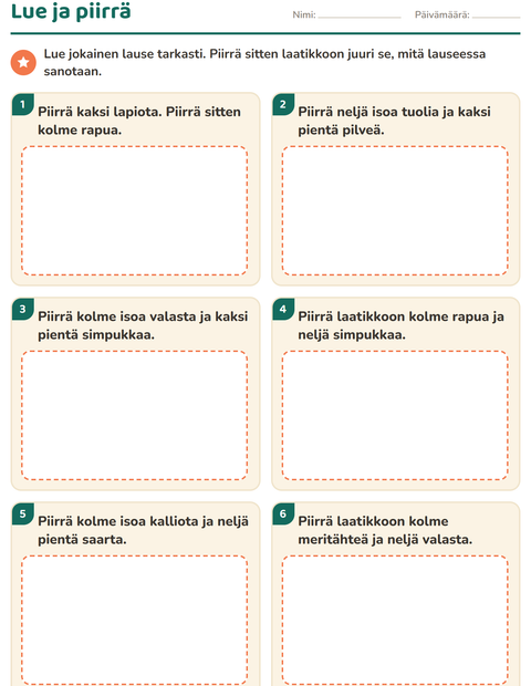 Esikatselu: Lue ja tee-tehtäväarkki, aiheena Ranta, 1. luokka
