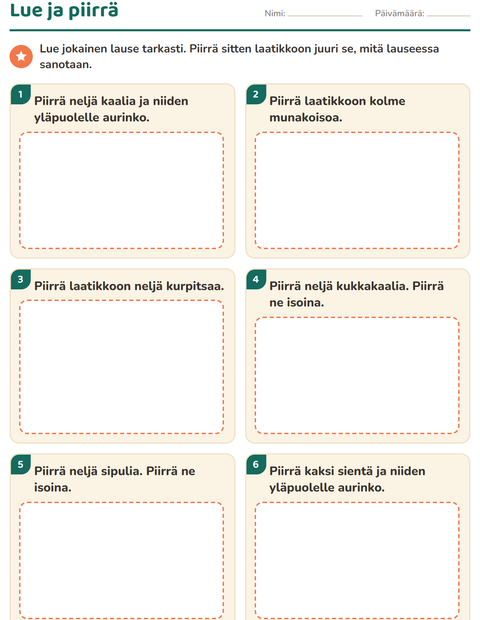 Esikatselu: Lue ja tee-tehtäväarkki, aiheena Vihannekset, 1. luokka