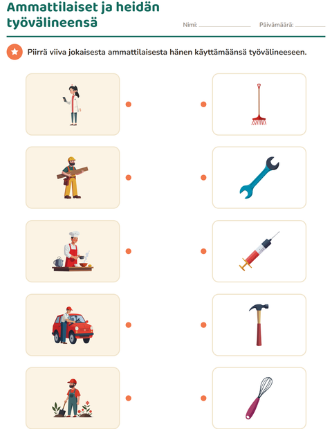 Esikatselu: Luonnontieteen yhdistäminen-tehtäväarkki, Esiopetus