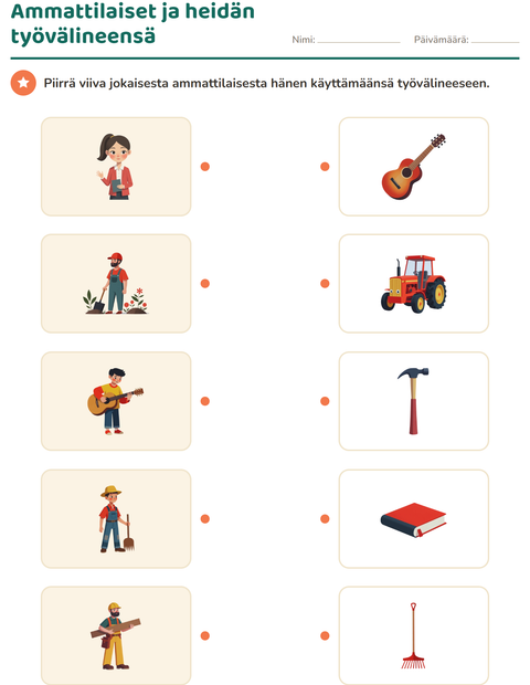 Esikatselu: Luonnontieteen yhdistäminen-tehtäväarkki, Esiopetus