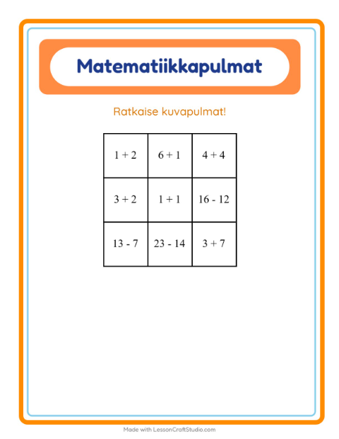 Esikatselu: Matematiikkapulma: Aamiainen – 2. luokan oppilaille