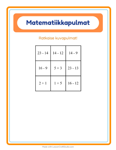 Matematiikkapulma, sekoitettu – Asusteet