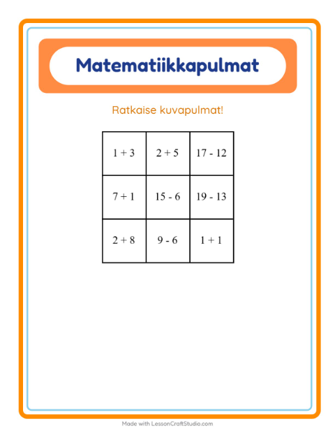 Esikatselu: Matematiikkapulma: Avaruus – 1. luokan oppilaille