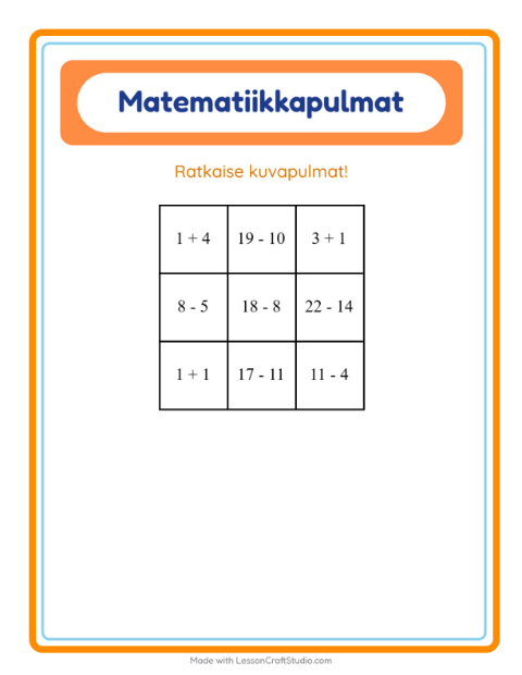 Matematiikkapulma: Eläimet – 2. luokan oppilaille — 2