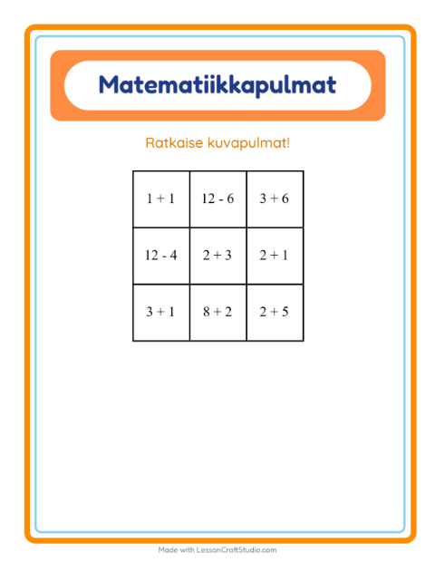 Esikatselu: Matematiikkapulma: Huonekalut – 1. luokan oppilaille