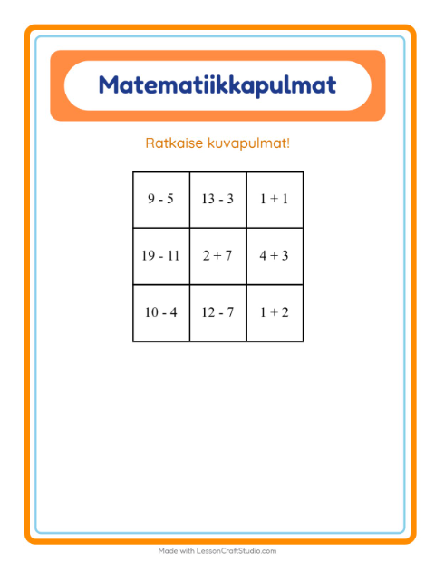 Matematiikkapulma, sekoitettu – Kodin ympärillä