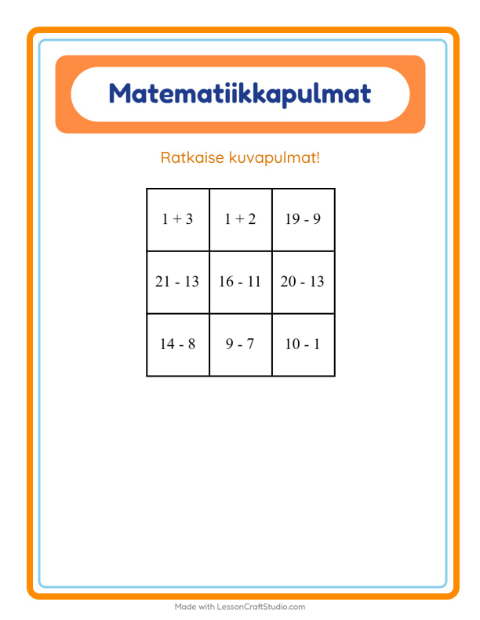 Esikatselu: Matematiikkapulma-tehtäväarkki, aiheena Leipomo, 1. luokka