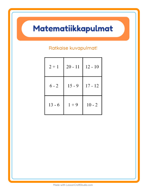 Matematiikkapulma, sekoitettu – Leirielämä