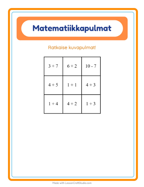 Esikatselu: Matematiikkapulma: Luokkahuone – 1. luokan oppilaille