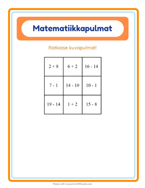 Esikatselu: Matematiikkapulma-tehtäväarkki, aiheena Maatilan eläimet, 1. luokka