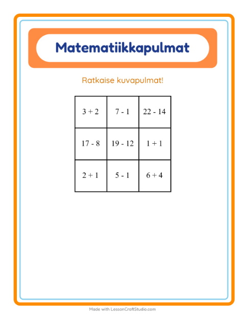 Esikatselu: Matematiikkapulma-tehtäväarkki, aiheena Sää, 1. luokka