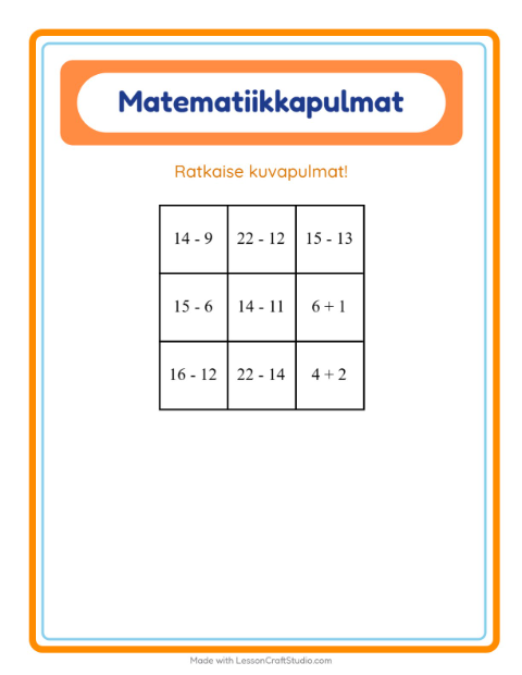 Matematiikkapulma, sekoitettu – Sairaala