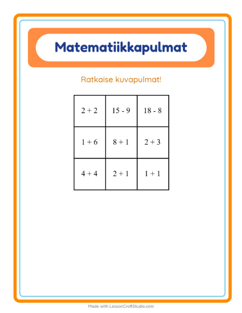 Esikatselu: Matematiikkapulma-tehtäväarkki, aiheena Vihannekset, 1. luokka