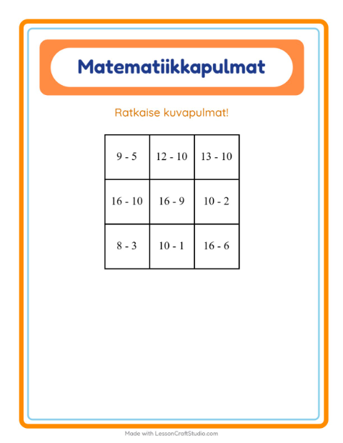 Esikatselu: Matematiikkapulma-tehtäväarkki, aiheena Dinosaurukset, 1. luokka