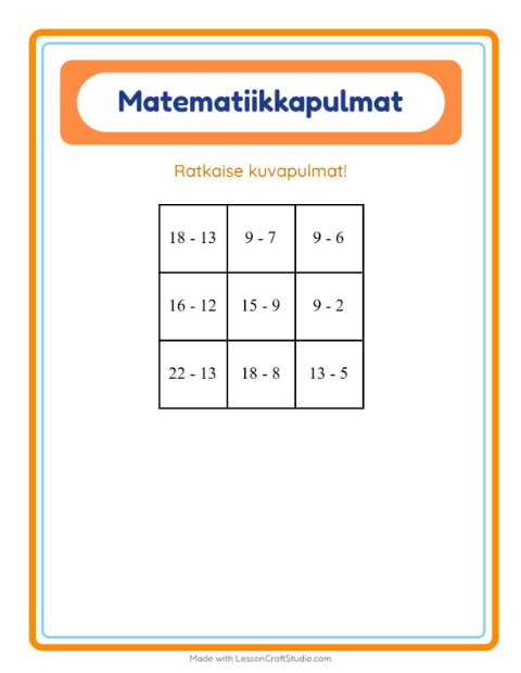 Matematiikkapulma, vähennyslasku – Jälkiruoat ja makeiset